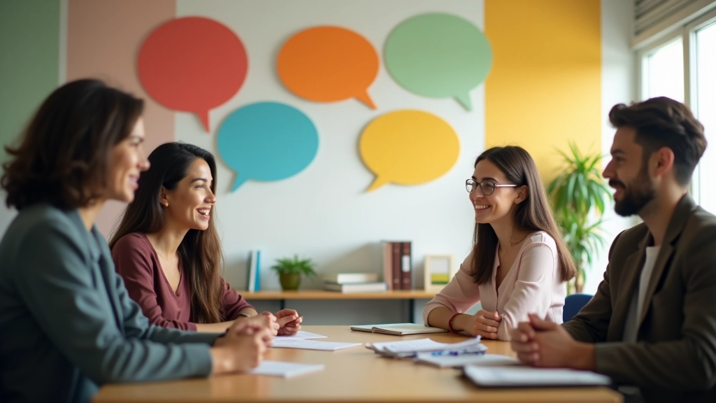 Estúdio de aprendizagem de conversação em inglês com ambiente acolhedor