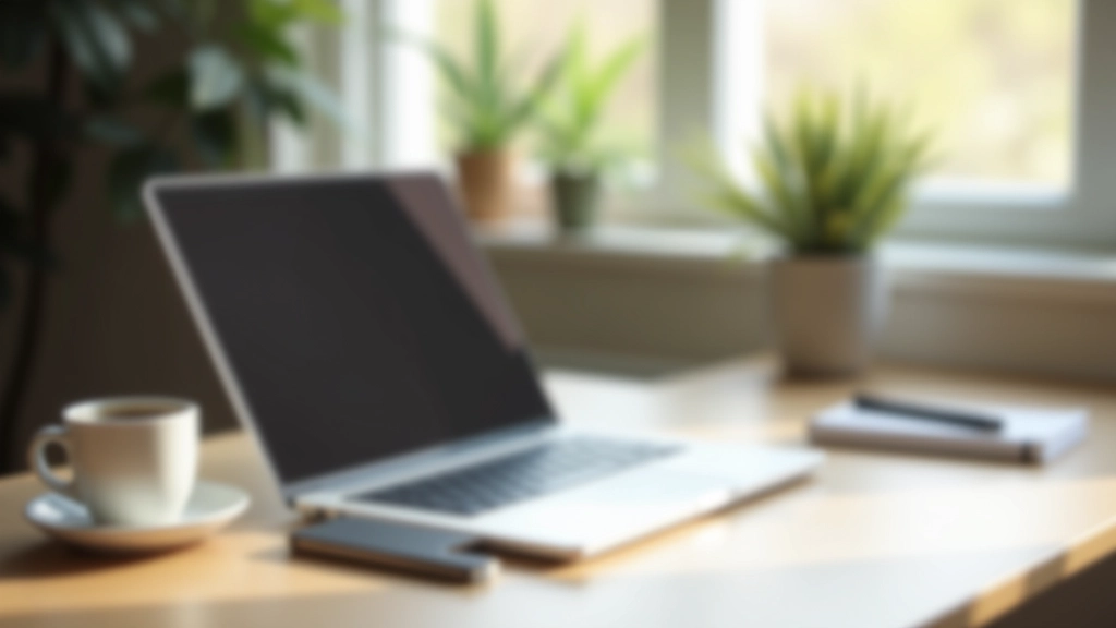 Espaço de estudo moderno com notebooks, café e materiais de aprendizagem organizados