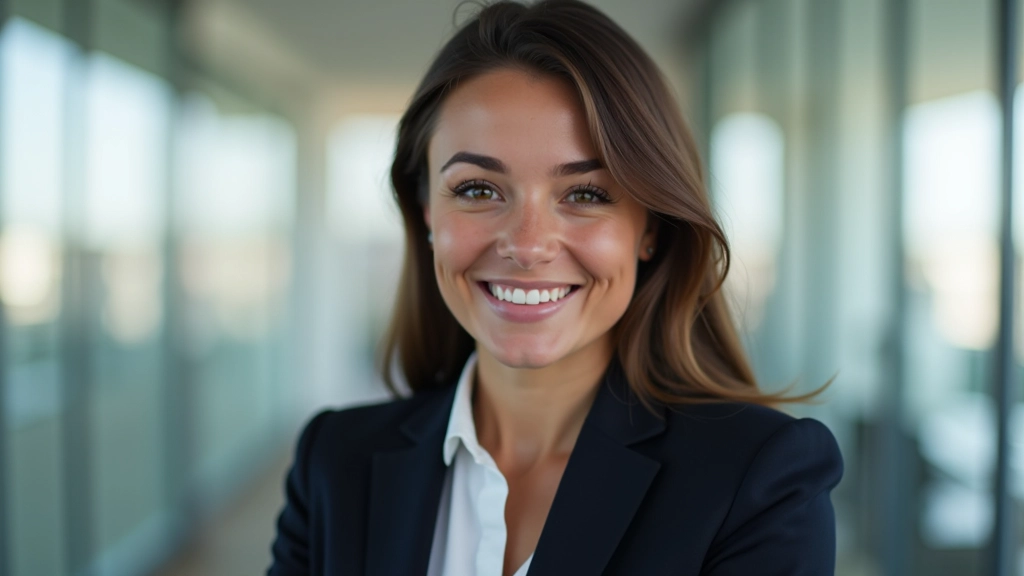 Profissional em ambiente de escritório moderno, sorrindo durante conversa com colega